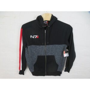 Mass Effect N7 Spectre Elite BioWare Hoodie Mens Large Black Sweatshirt Full Zip